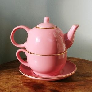 SOLD Adeline Fine Porcelain One Cup Tea Set Pink